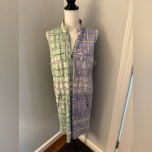 Jamie Sadock Dress Golf. Interesting print lilac/light green 1/4 zip, pockets XL